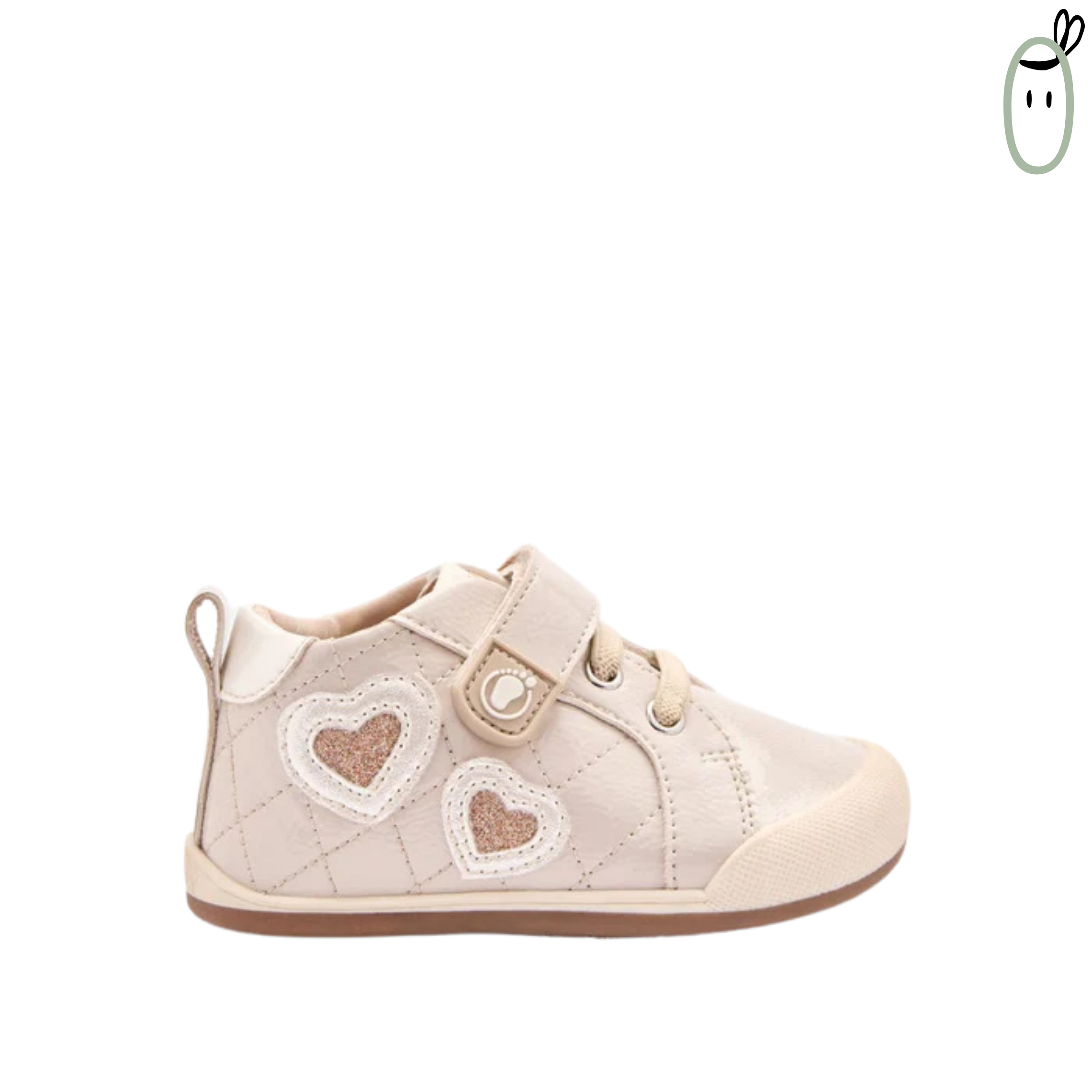 Sneakers Rosas Acolchadas Corazones de Purpurina