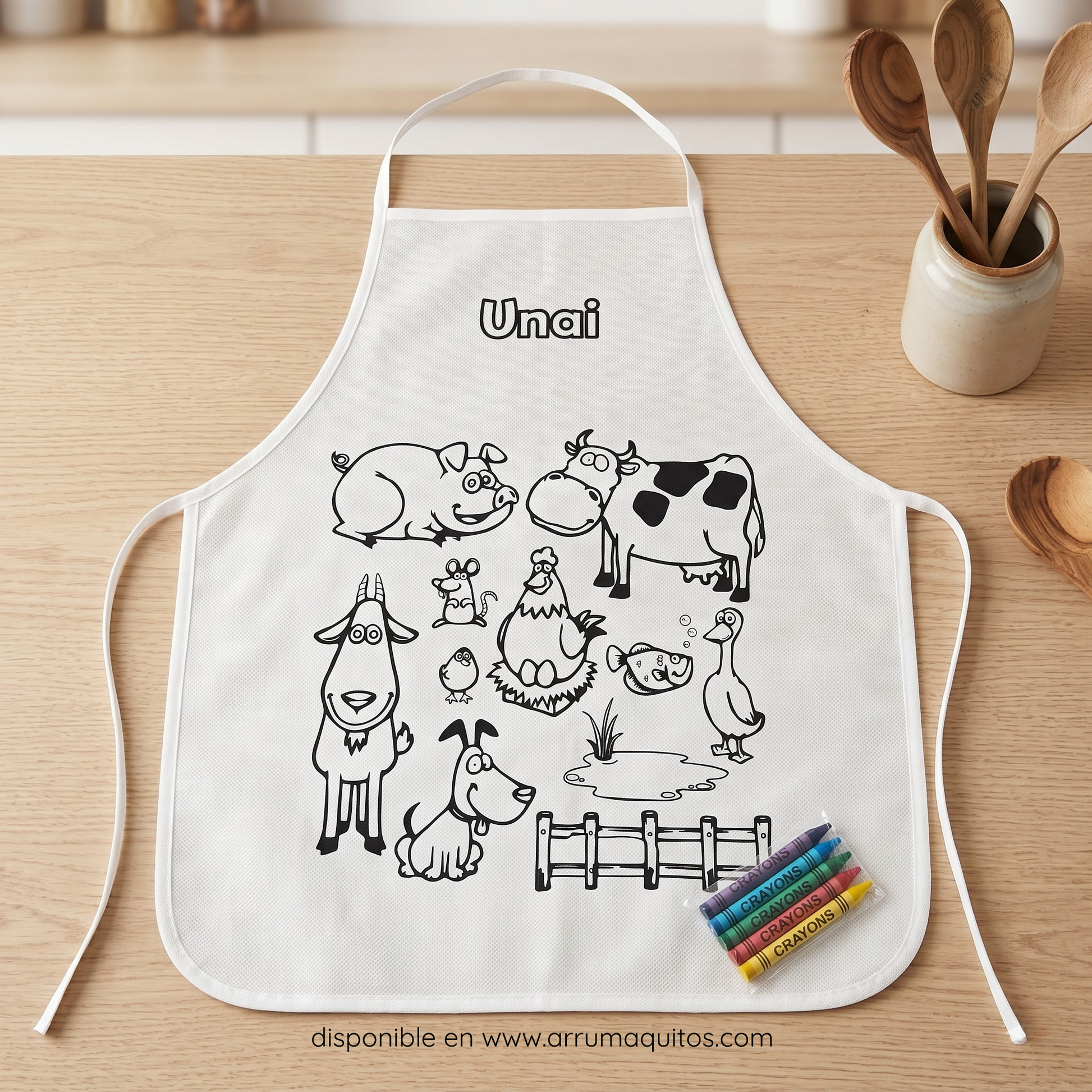Delantal Infantil Para Colorear (Pack Con 5 Ceras)