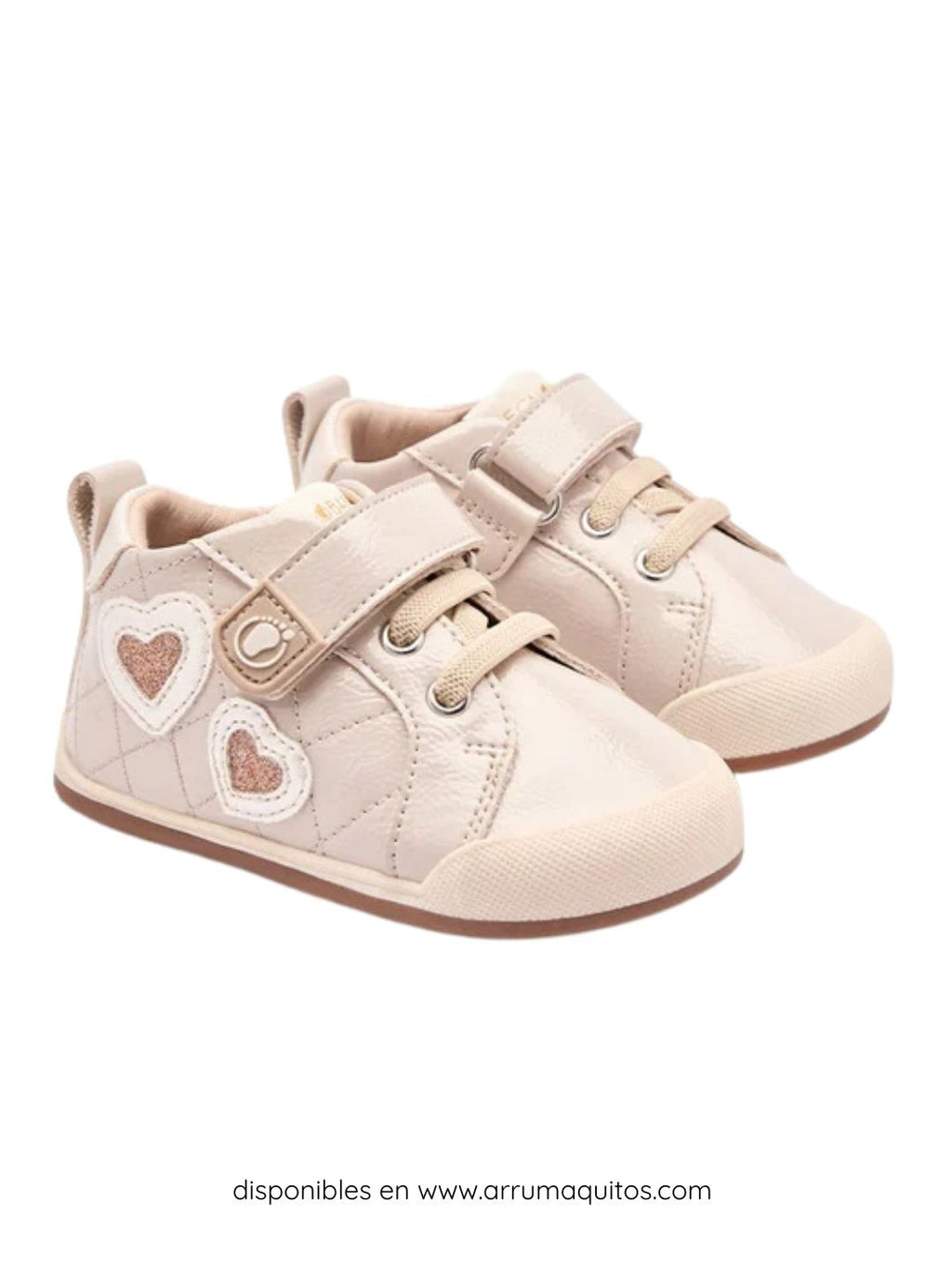 Sneakers barefoot Rosas Acolchadas Corazones de Purpurina