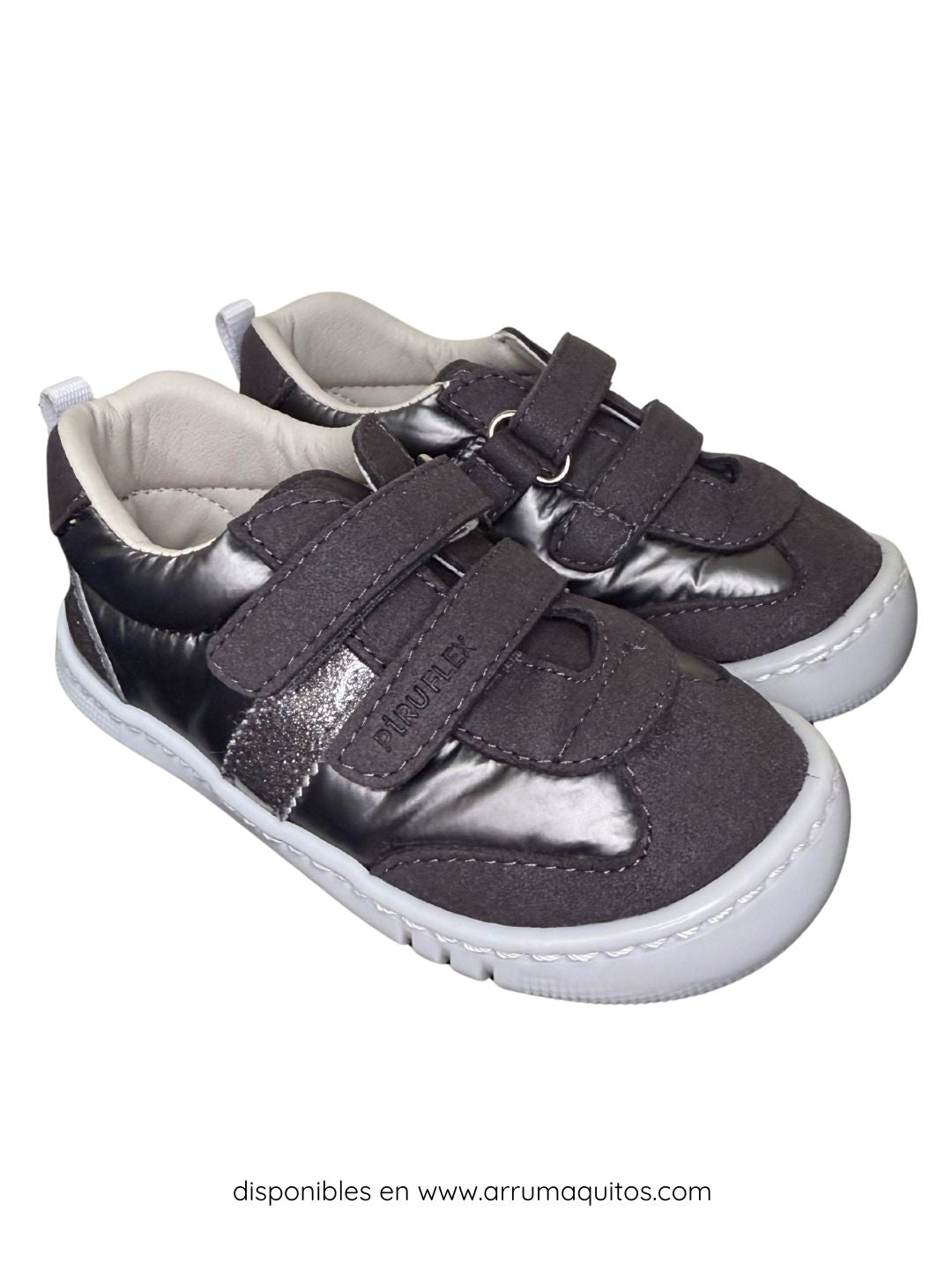 Zapatillas barefoot veganas Nylon Gris con Purpurina de Piruflex