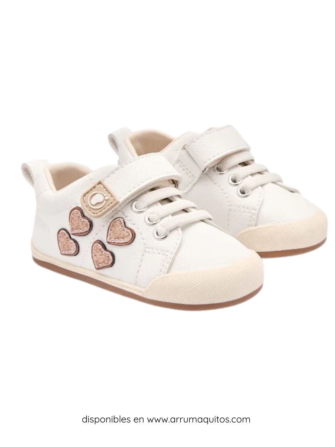 Sneakers Barefoot Blancas Corazones con Purpurina