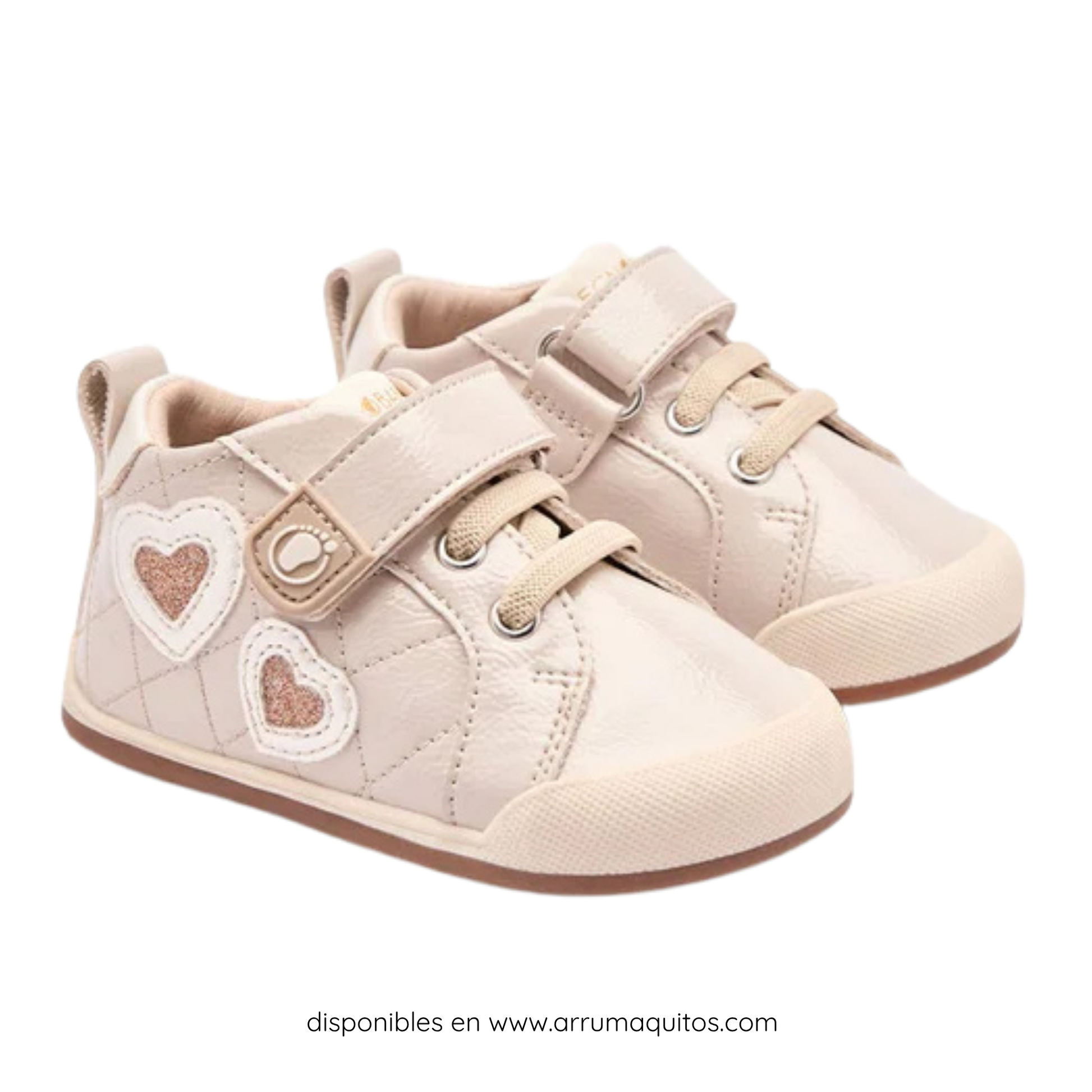 Pink Cushioned Sneakers with Glitter Hearts