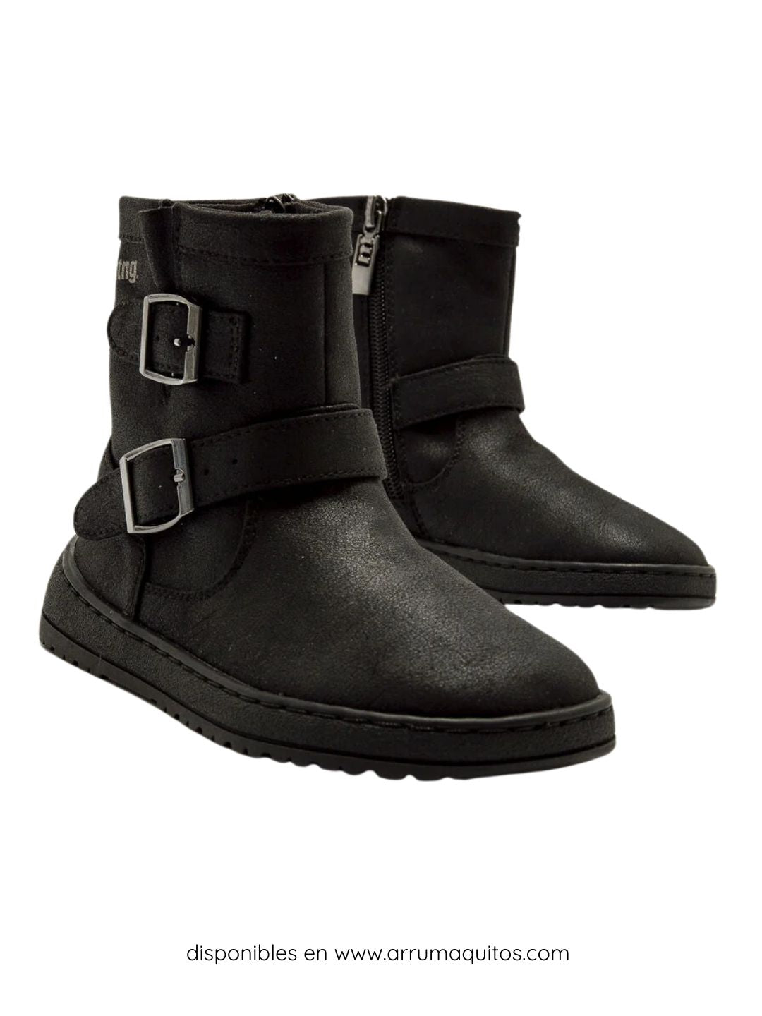 Botines Barefoot Veganos Negros con Hebilla de Mustang Free