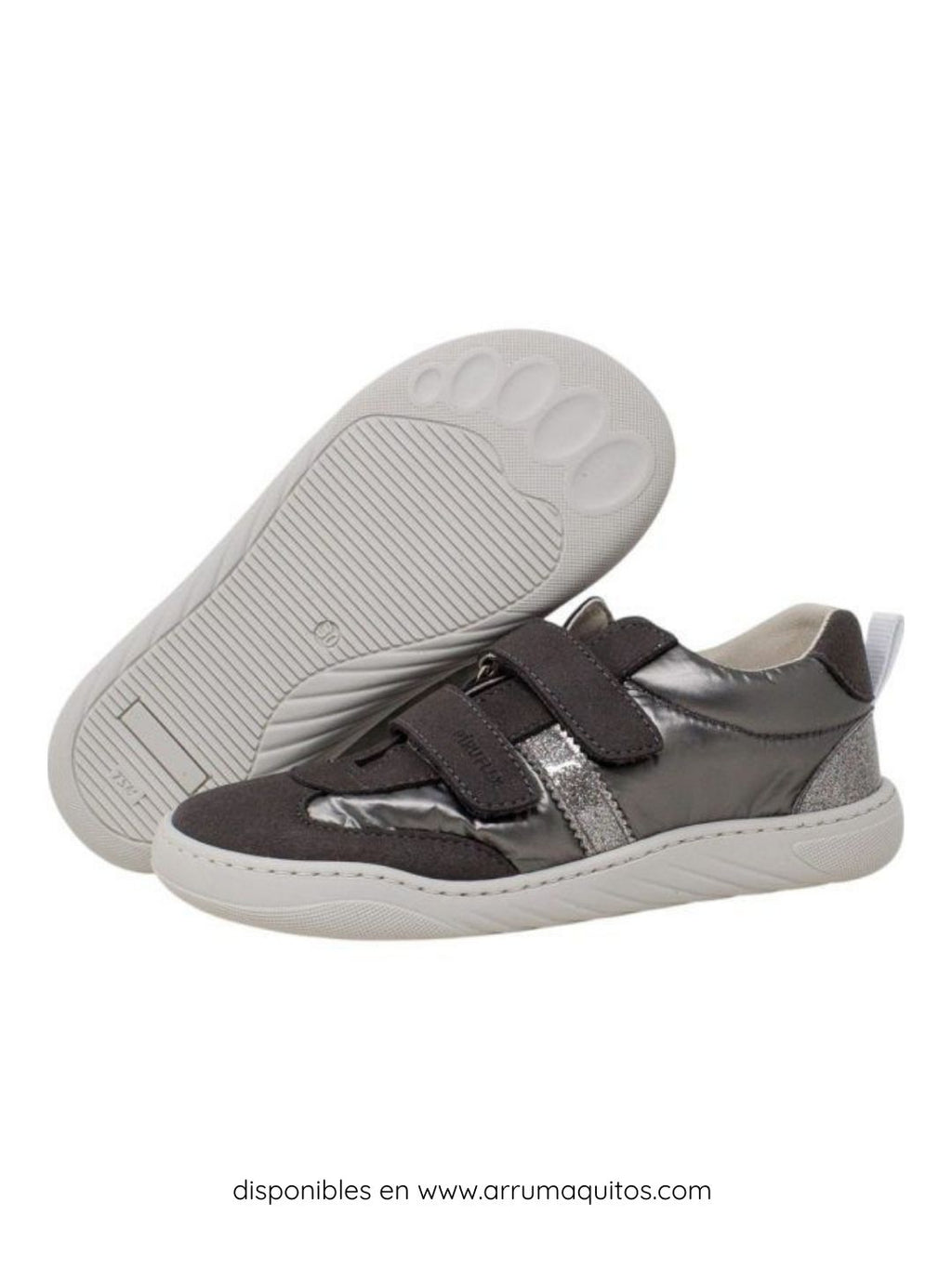 Zapatillas barefoot veganas Nylon Gris con Purpurina de Piruflex