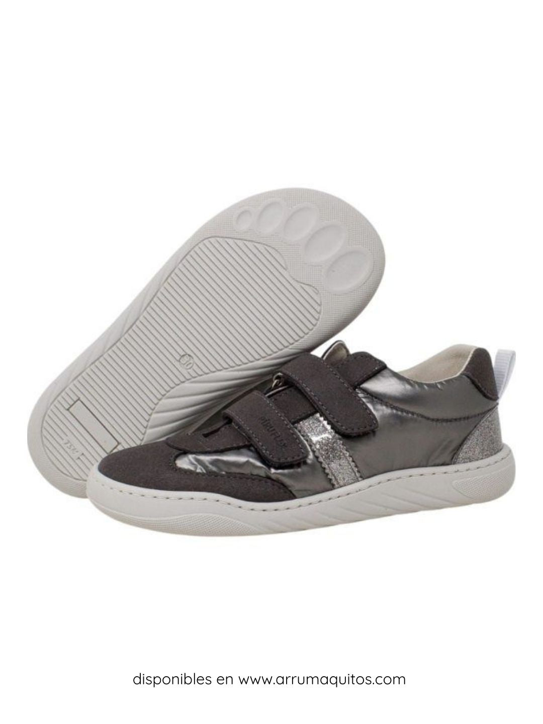 Zapatillas barefoot veganas Nylon Gris con Purpurina de Piruflex