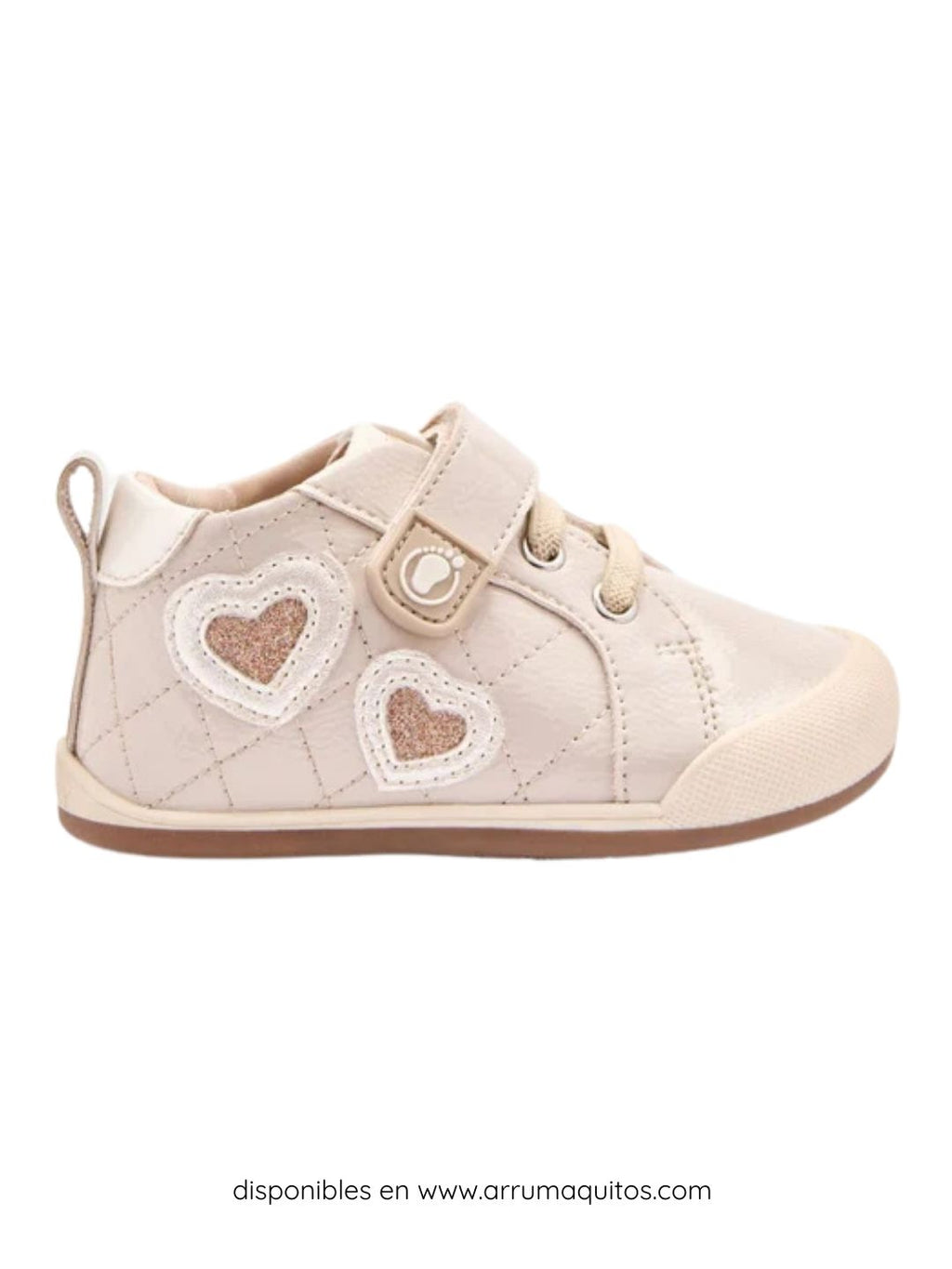 Sneakers barefoot Rosas Acolchadas Corazones de Purpurina