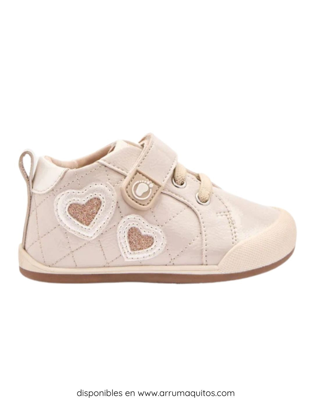 Sneakers barefoot Rosas Acolchadas Corazones de Purpurina