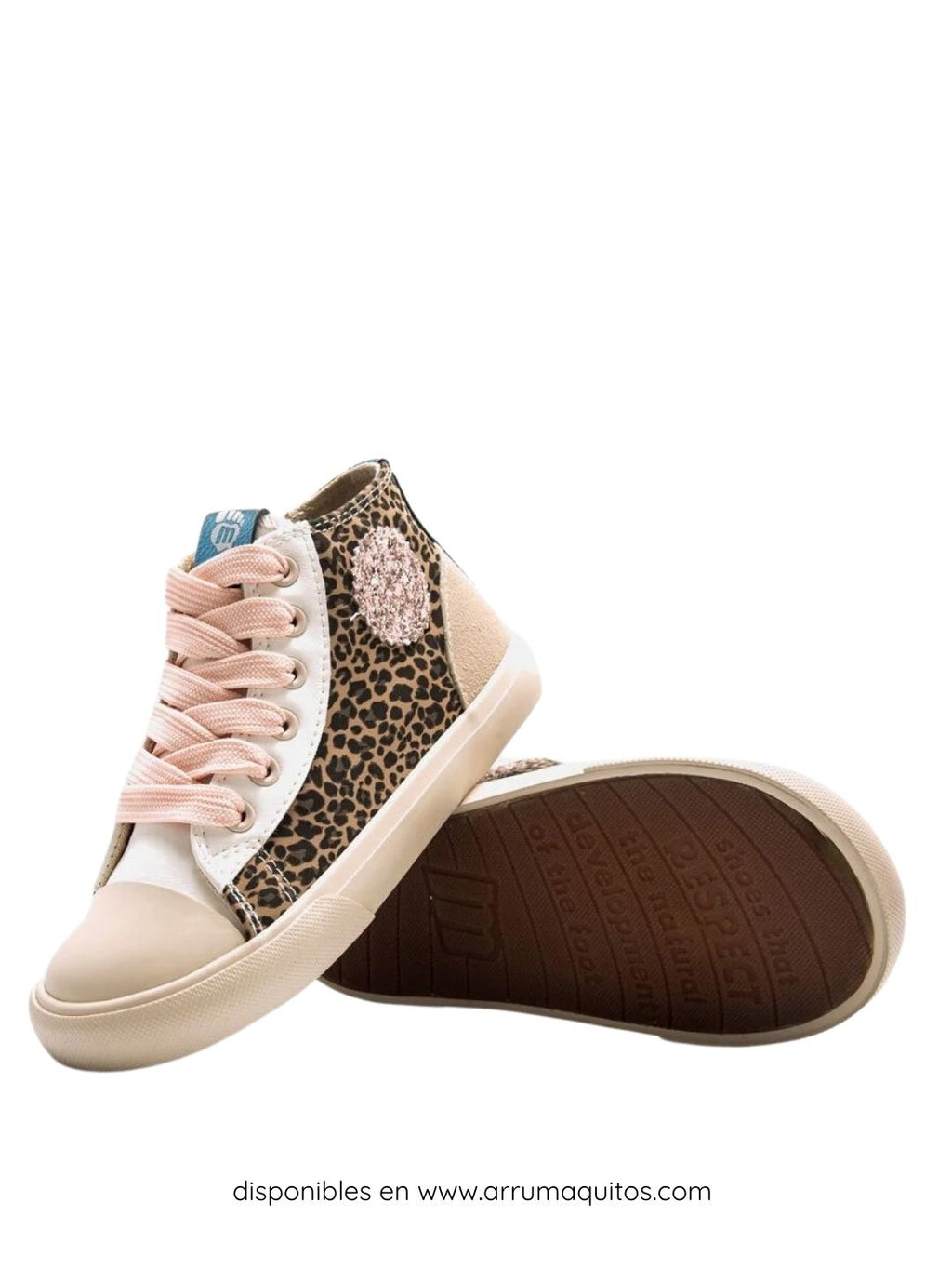 Sneakers barefoot veganas tipo Botín Leopardo con Purpurina de Mustang Free