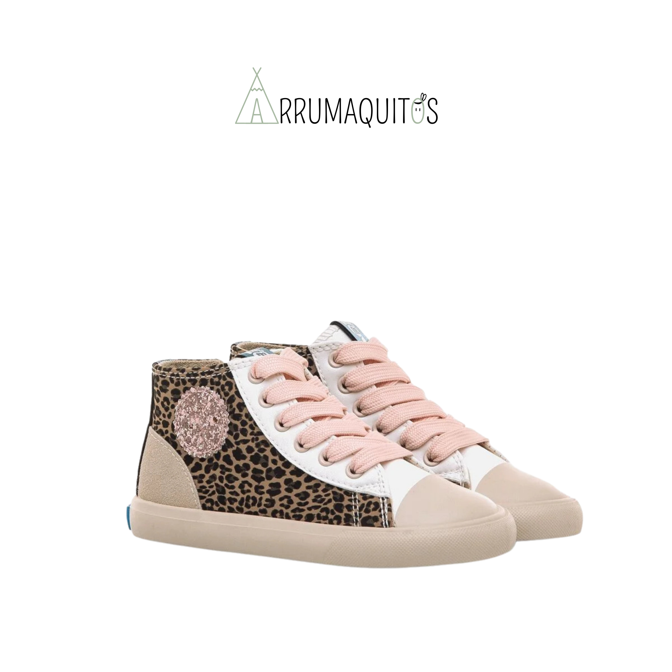 Sneakers barefoot Veganas tipo Botín Leopardo con Purpurina de Mustang Free
