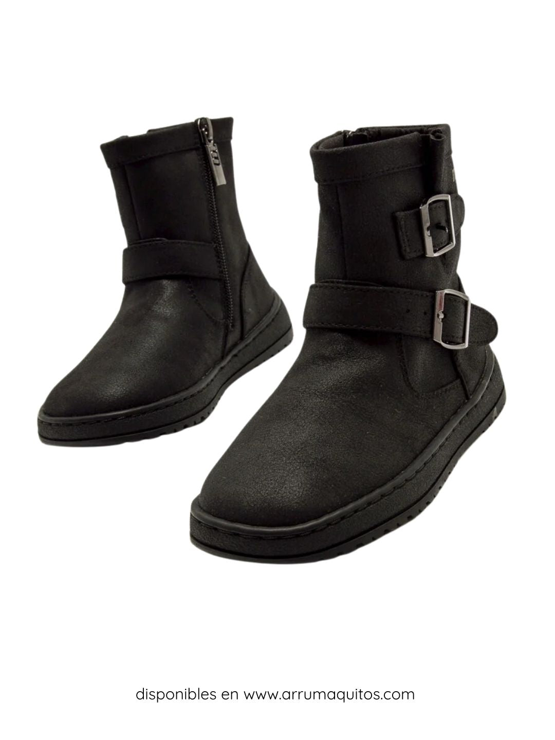 Botines Barefoot Veganos Negros con Hebilla de Mustang Free