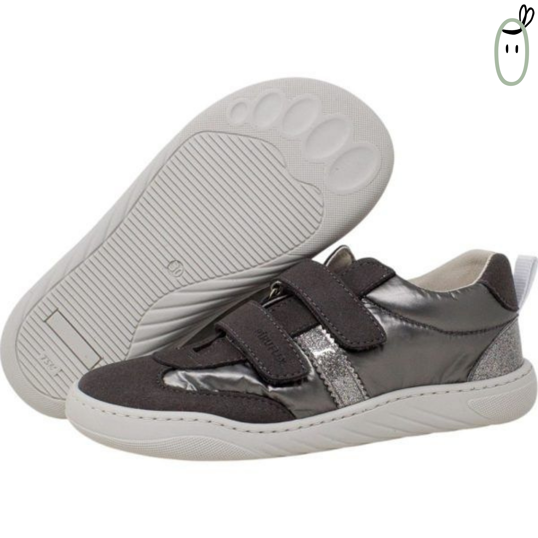 Zapatillas de diario Respetuosa Vegana Nylon Gris con purpurina de Piruflex