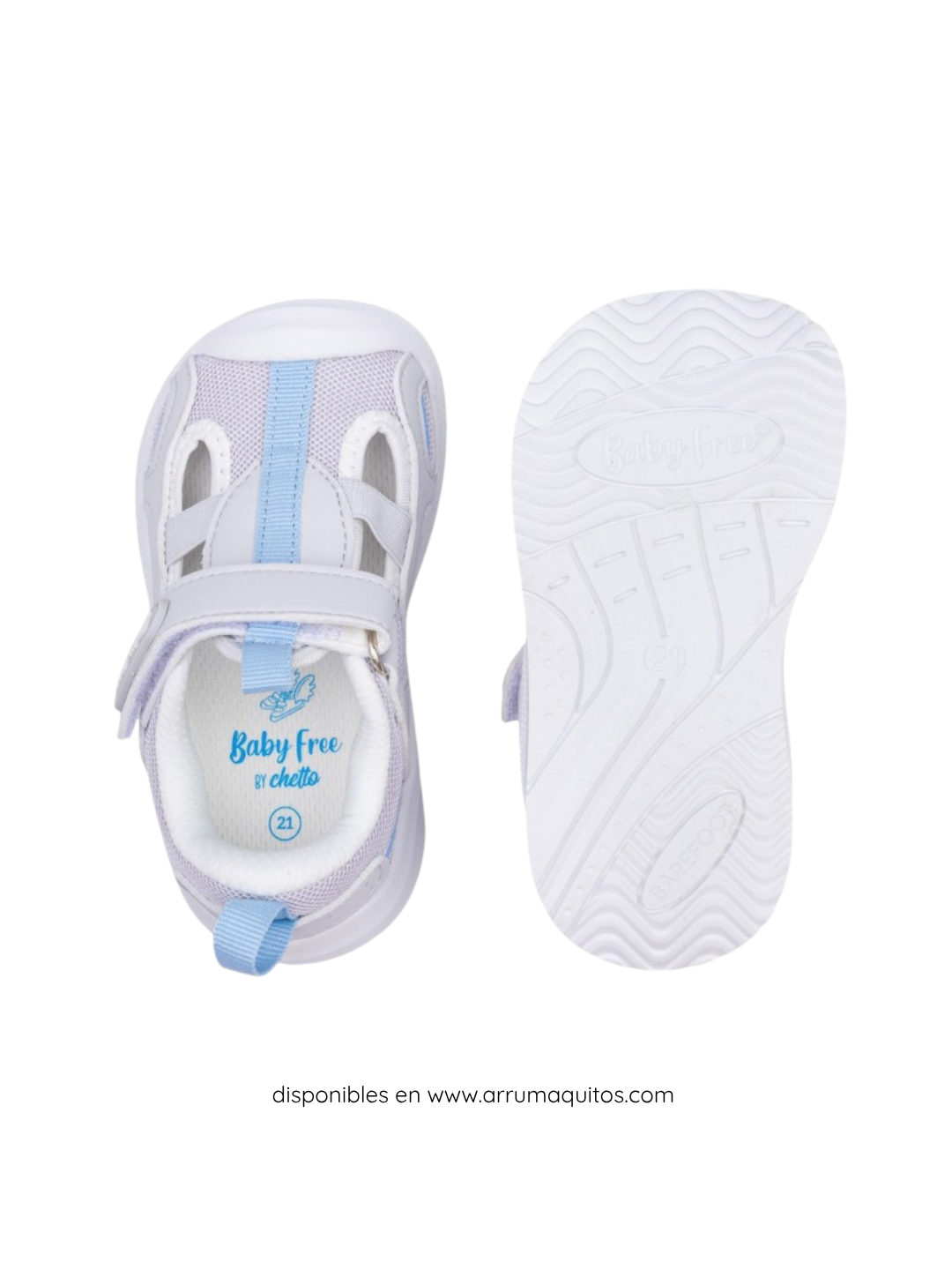Sandalias Barefoot Deportivo Baby Free Grises de Chetto