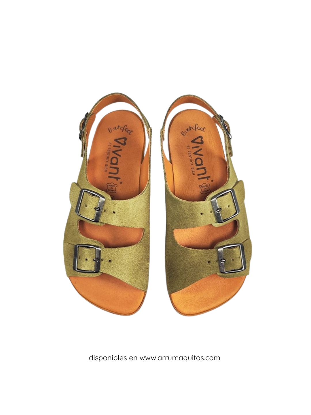 Sandalias Barefoot Casual Semilla en Serraje Kaki de Vivant