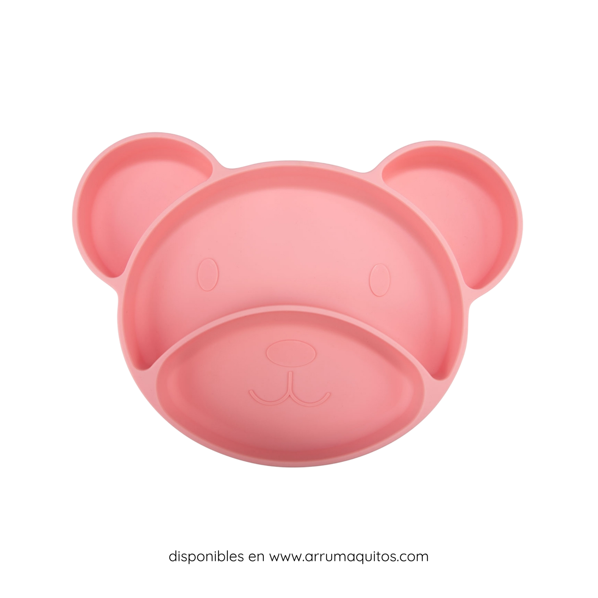 Plato Para Alimentación Complementaria Silicona Dividido Osito Rosa De Canpol Babies